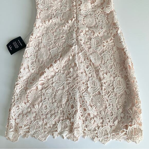 Lulus Love Poem Blush Pink Crochet Floral Lace Formal Halter Mini Dress Medium - Picture 11 of 13